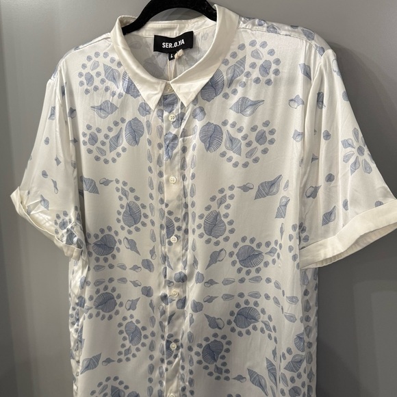 NWT Ser.O.Ya Bergen Silk Shirt Button Down Bandana Printed Size Large - Picture 3 of 7